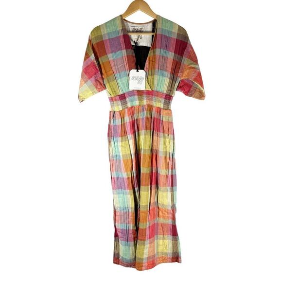 ace & jig Dresses & Skirts - ace & jig Dani V Neck Cotton Plaid Midi Dress Size Small Wish